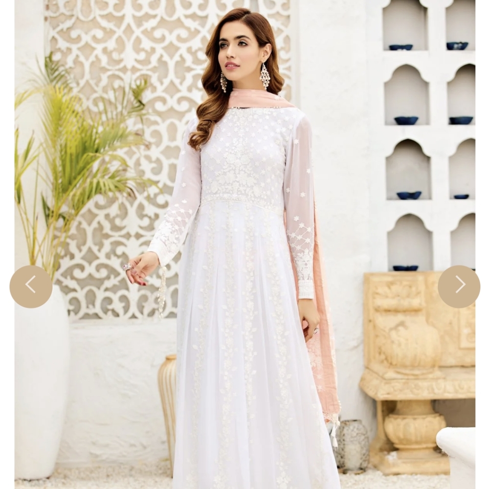 Alizeh Peach Pearl Gown with Dupatta and Pants